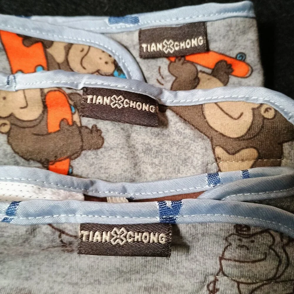 TIAN CHONG Grey Monkey Dog Belly Bands Washable Reusable Male Wraps (Set of 3)